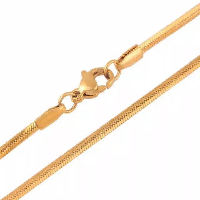 Kalung titanium 100% anti karat anti luntur gold pipih