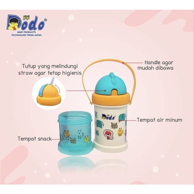 BOTOL MINUM DODO DRINK DAN TEMPAT SNACK TEMPAT AIR 2IN1 ANAK ANAK