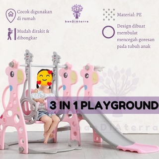 Bandiaterra Set Playground Anak 3 in 1 (Ayunan, Perosotan, Ring Basket)/ Swings, Slides, Basketball Ring 3 in 1