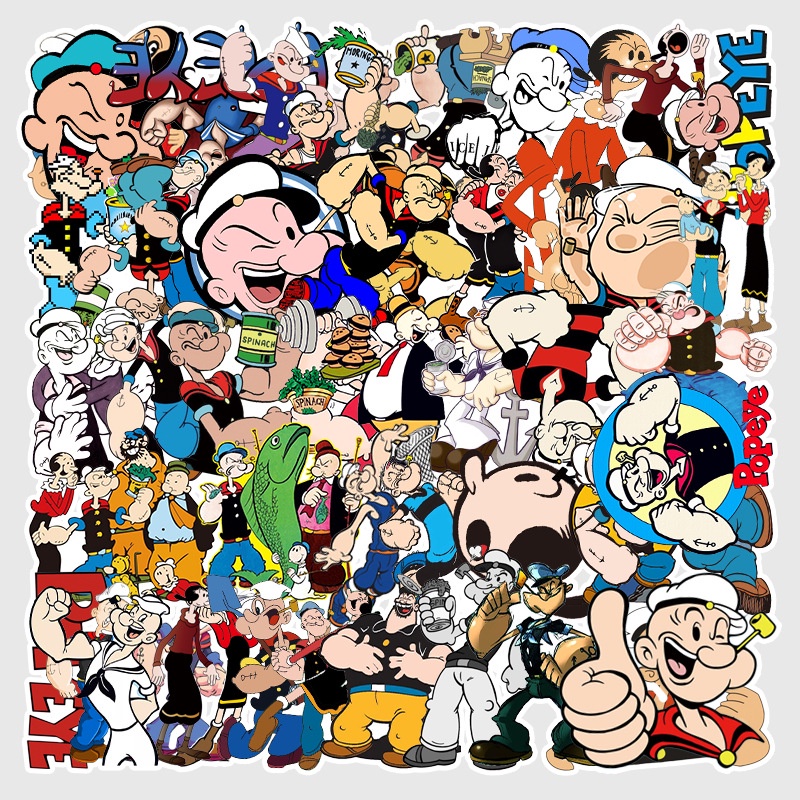 Zhang animasi kartun Popeye stiker bagasi kulkas laptop mobil stiker
