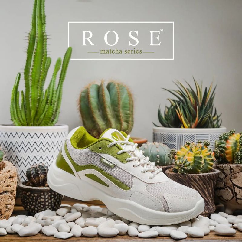 Aerostreet 37-40 Rose Putih cream hijau muda matcha - Sepatu Sneakers Casual Sport Pria Wanita Aero Street medan