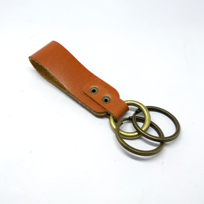 gantungan kunci ring kulit asli leather keychain coklat - PHKC287