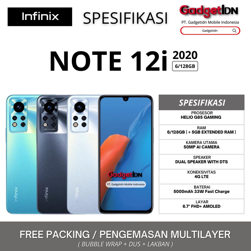 INFINIX NOTE 12i 6/128GB ( + 5GB EXTENDED RAM ) GARANSI RESMI