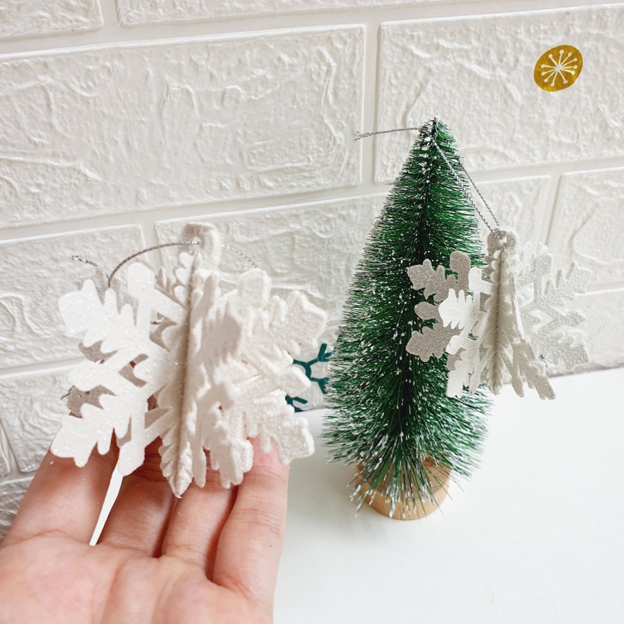 SNOWFLAKE 3D Murah Dekorasi Pohon Natal Gantungan Kepingan Salju Putih - KODE AB 7119