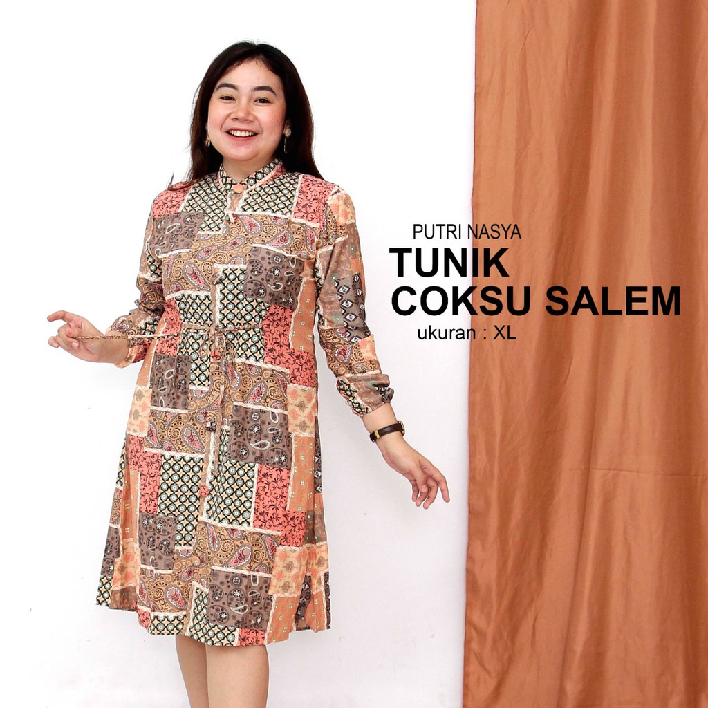 Tunik rayon long jumbo / atasan wanita big size / atasan tunik / tunik kerja / tunik motif