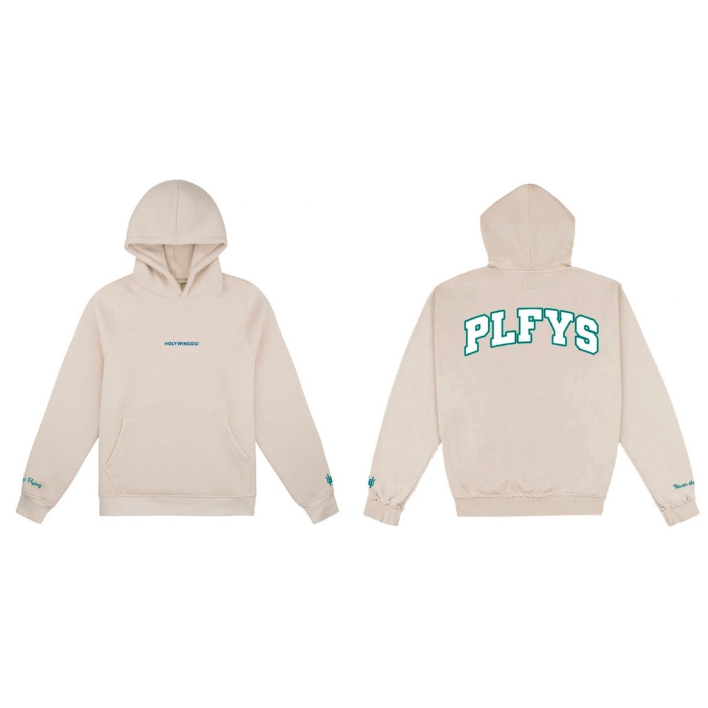 Pluffyschoice x Holywings PLUFFY Bar Logo Pullover Hoodie Wanita-BEIGE