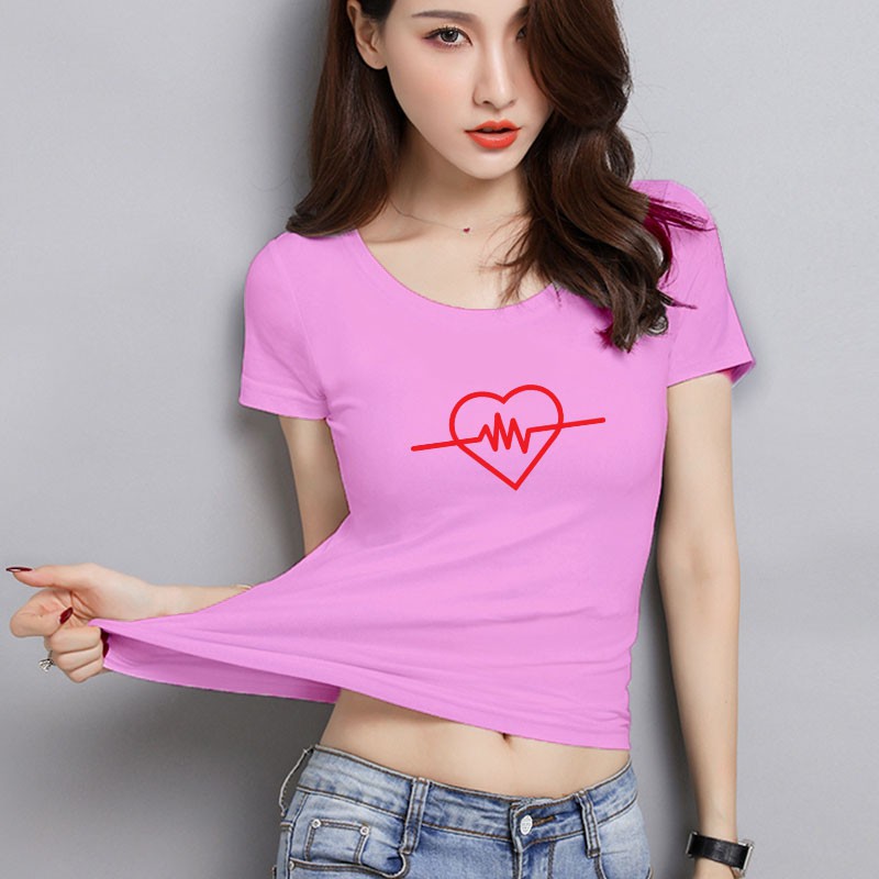 YOURSTYLE1119 - KAOS WANITA ONECK HEARTBEAT/ KAOS TERLARIS / KAOS ONECK/ VALENTINE