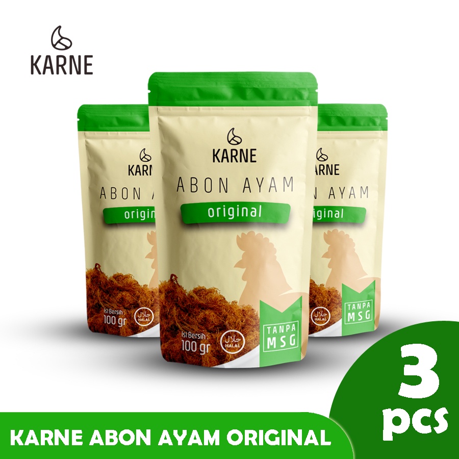 

Chicken Floss Crunchy Abon Ayam Original Karne Paket 3pcs 100gram