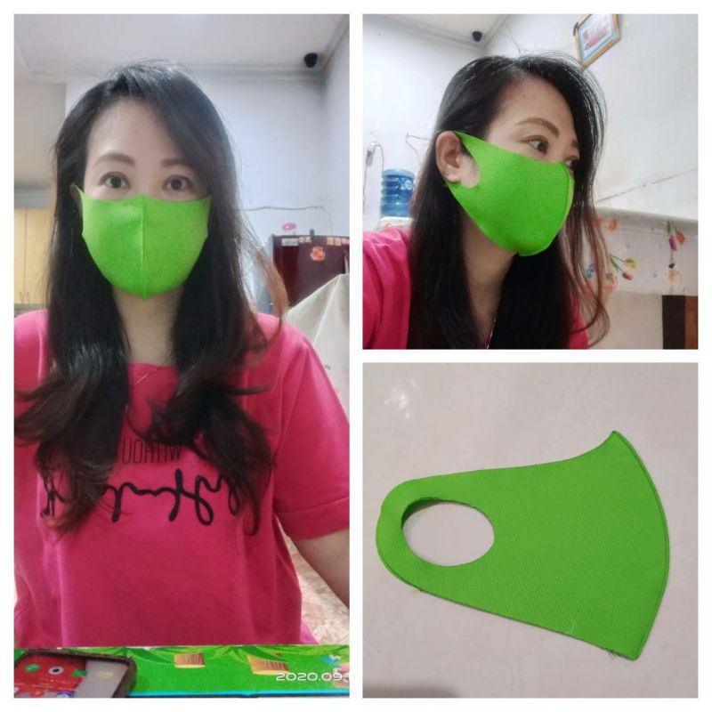 MASKER SCUBA DEWASA/masker  dewasa bahan scuba tebal warna hijau stabilo