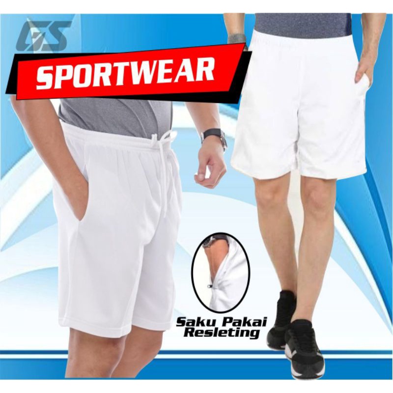 celana pendek olah raga tes Polri TNI celana badminton celana tenis putih