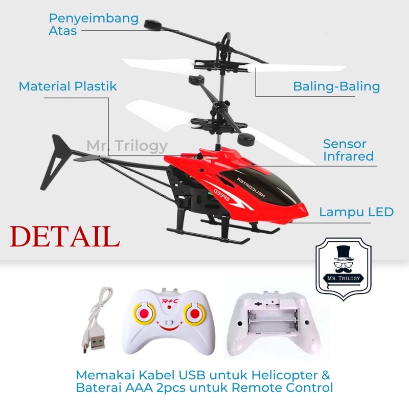 Aircraft Helikopter Remote Control Kado Flying Plane Mainan Anak Laki Laki Seru Teknologi Kekinian