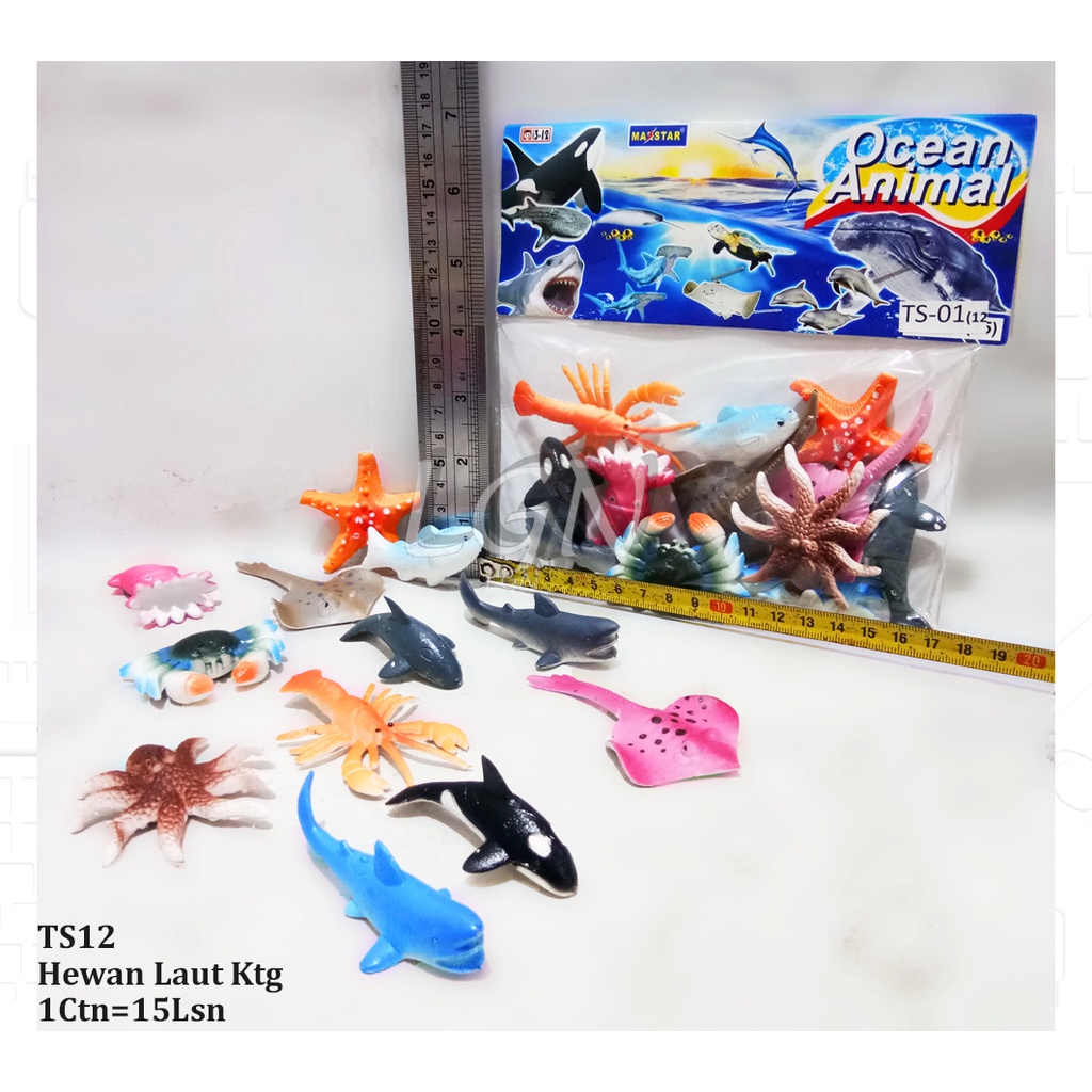 Mainan set binatang Laut Karet - Sea Animal 6pcs - H163S / TS11 / TS12