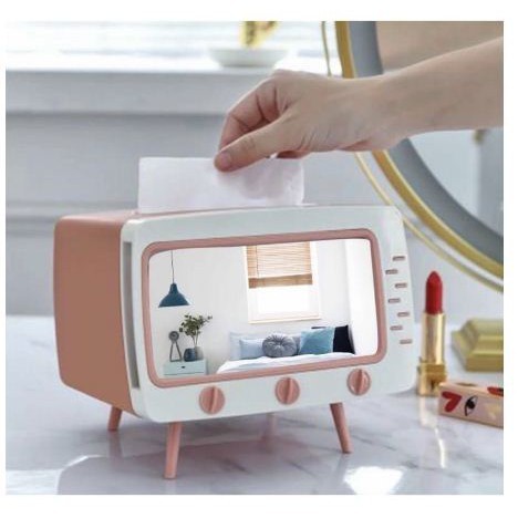 Tempat Tissue TV Retro Holder Hp Box Hp 2in1 Kotak Tissue Multifungsi