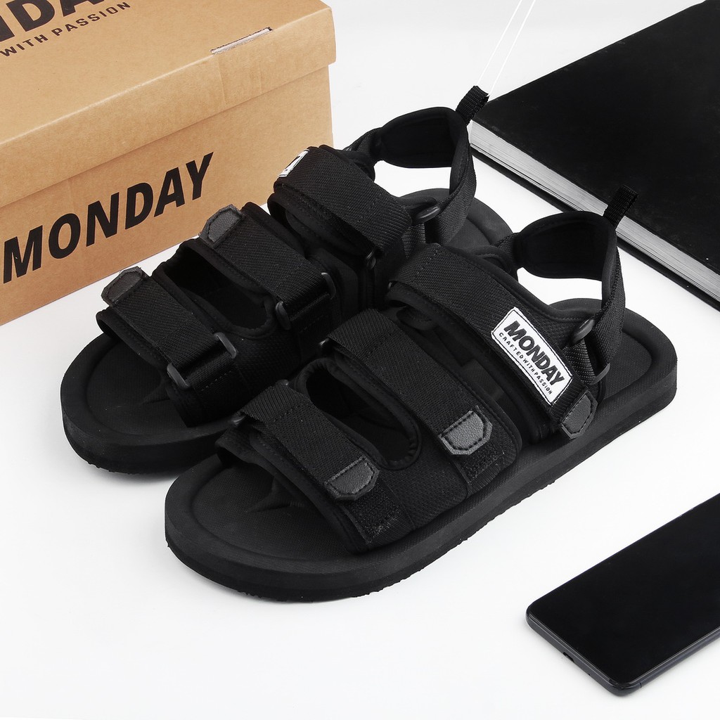 SANDAL COWO MONDAY NERO BLACK TOTOSURYO x MONDAY FOOTWEAR 100% ORIGINAL SANDAL COWOK