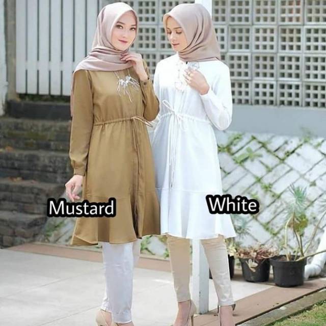 Baju atasan muslimah Viola Tunik ( mustrad putih )