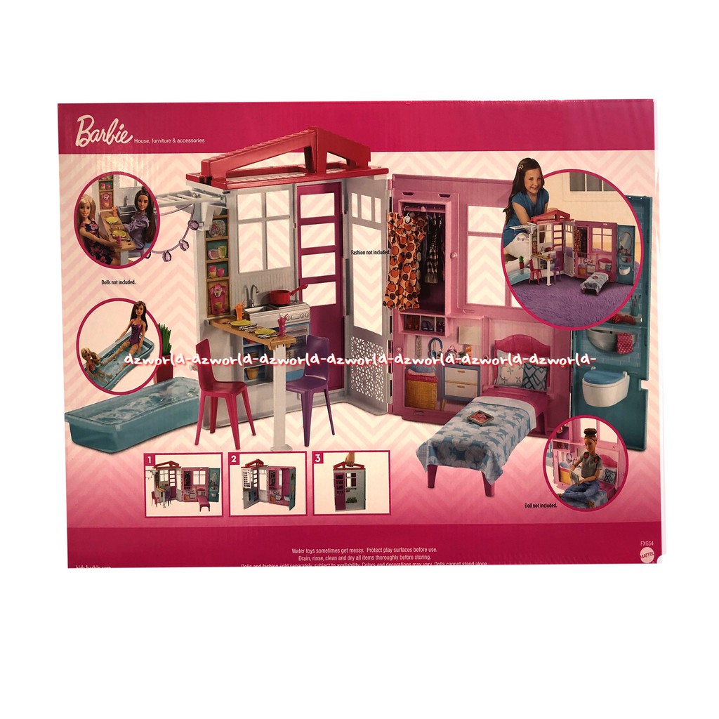 Barbie Close &amp; Go Fully Furnished Mainan Aksesoris Untuk Boneka Barbie