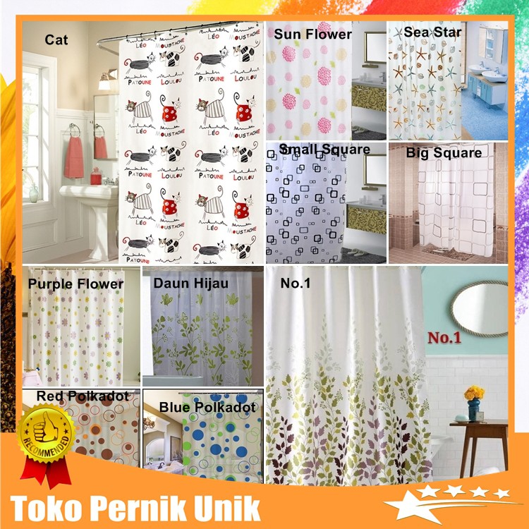 Tirai Kamar  Mandi  Anti  Air  PEVA Shower Curtain Gorden 