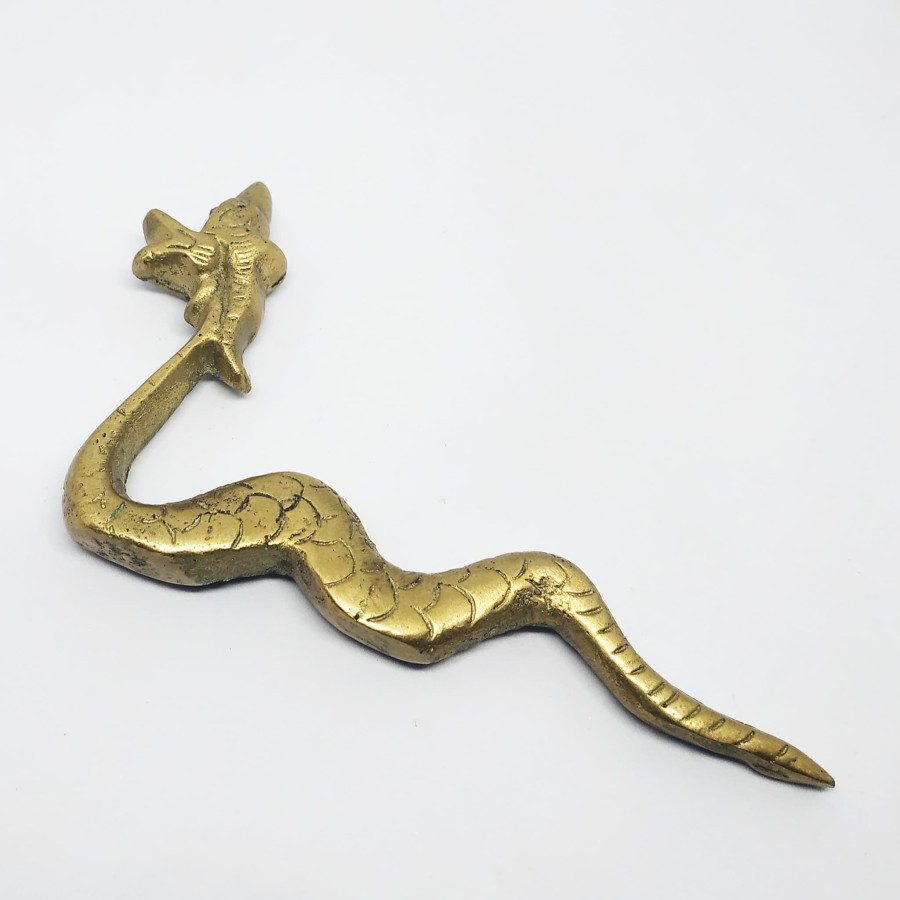 Replika Mini Unik Patung Raja Ular / Naga Antik Bahan Kuningan Istimewa