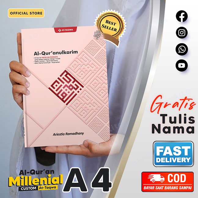 Qur'an Custom Milenial A4 | At-Taqwa | Gratis Tulis Nama