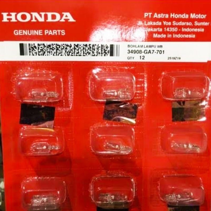 Bohlam Lampu Senja / Kota / Speedometer Kilometer Kilo Meter KM Motor T10-T 10 12V 5 Watt Bening Lampu Kuning Grand Supra Karisma Revo Blade Beat Vario Scoopy Karbu injeksi 34908MB9871