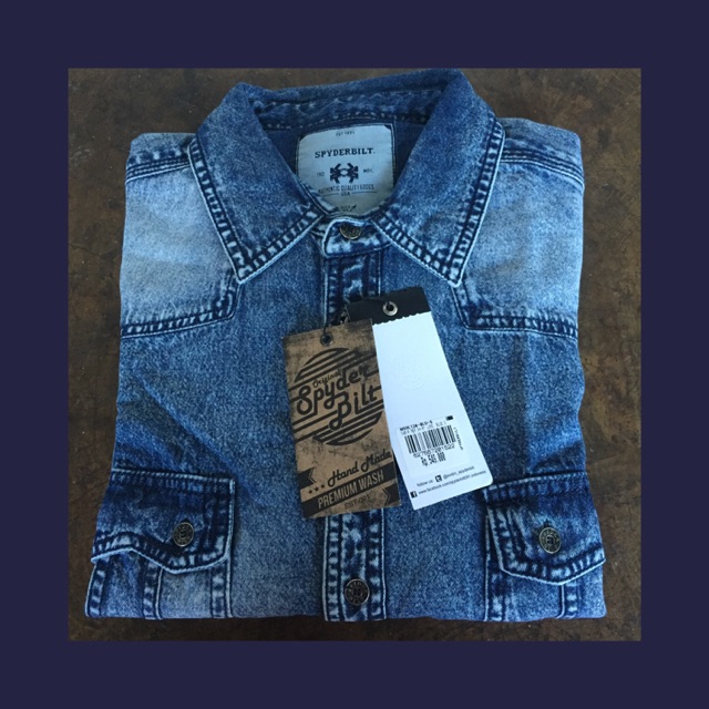 Kemeja denim biru jeans spyderbilt original