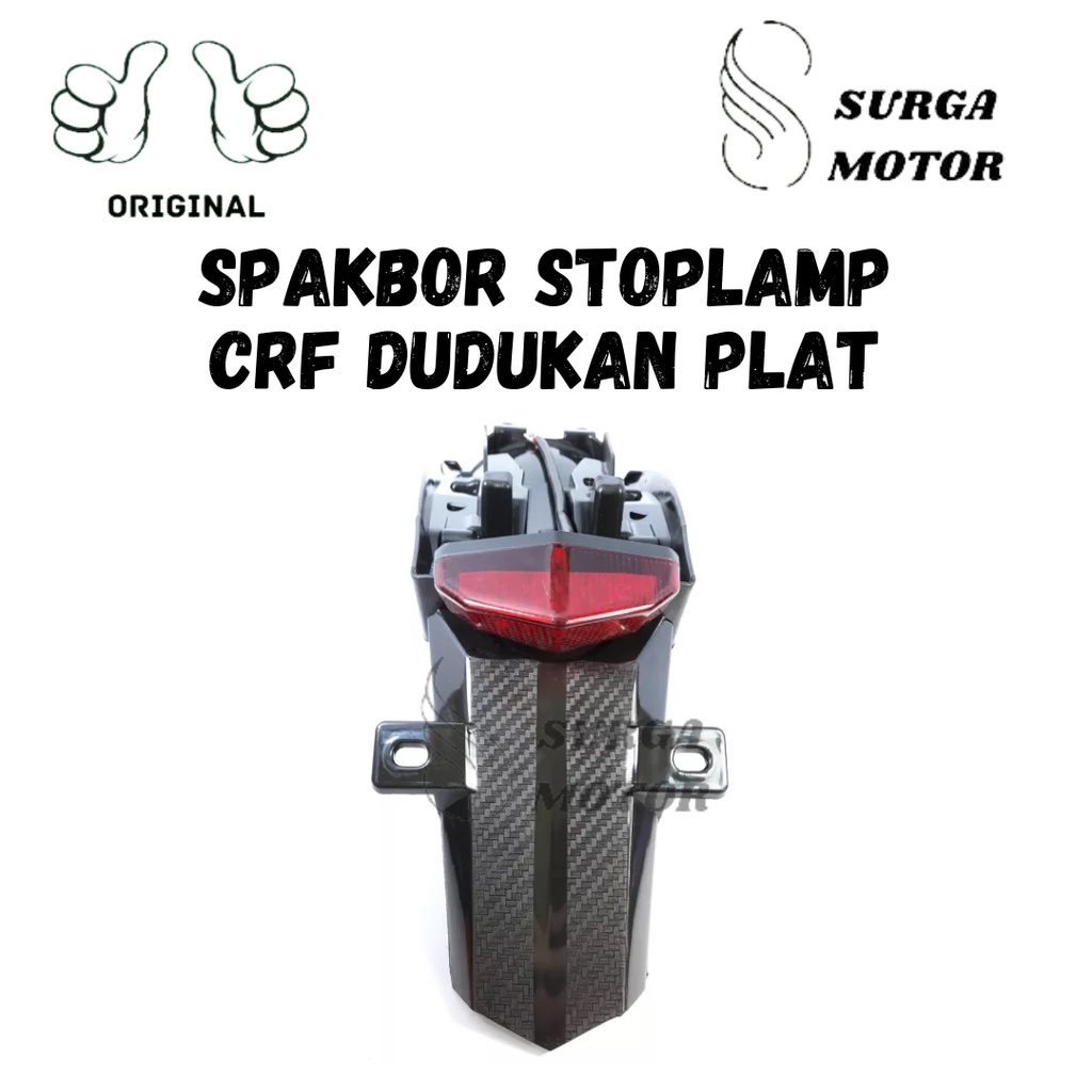 LAMPU SPAKBOR STOPLAMP BELAKANG PLUS DUDUKAN PLAT  CRF 150 CRF150 Variasi Sambungan Slebor Sonar Mod