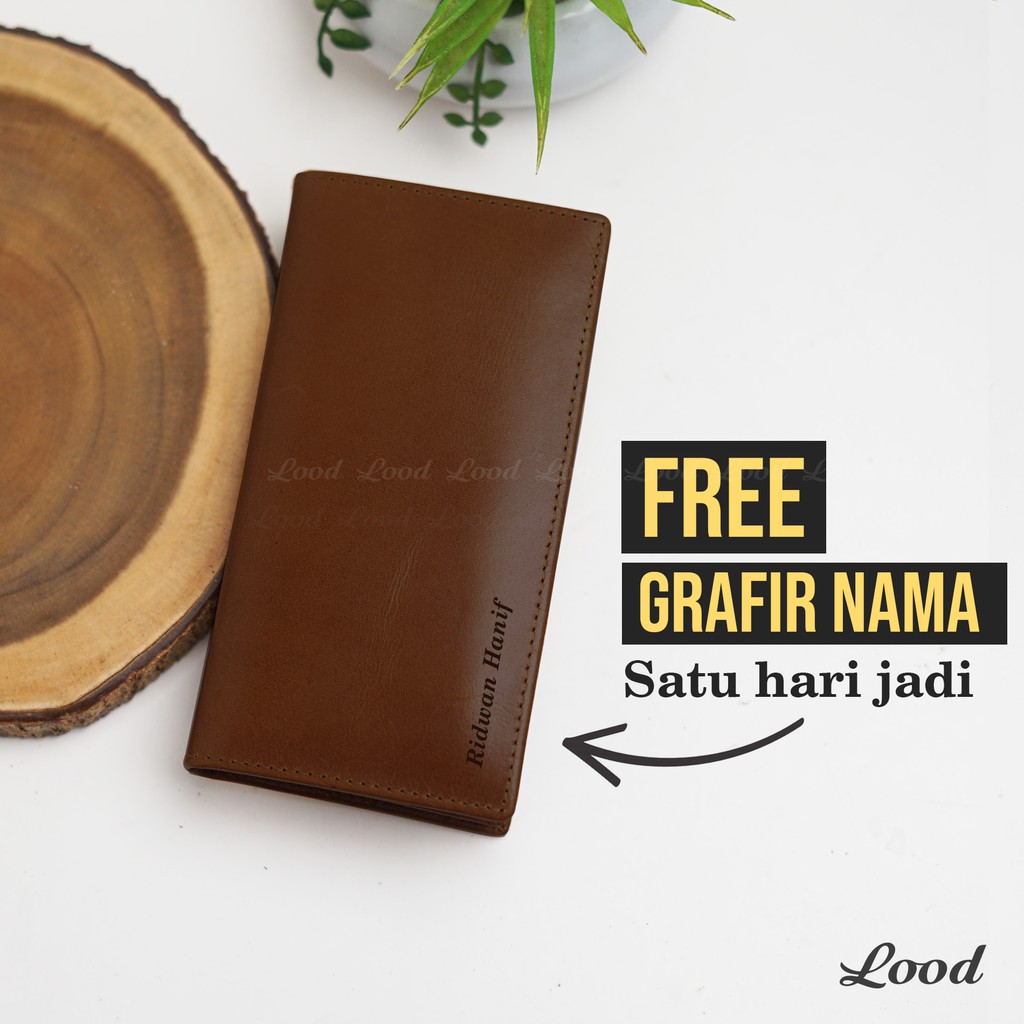 DOMPET KULIT PANJANG PRIA WANITA ASLI ORIGINAL 100% UNISEX SOWA WALLET - GRATIS UKIR NAMA