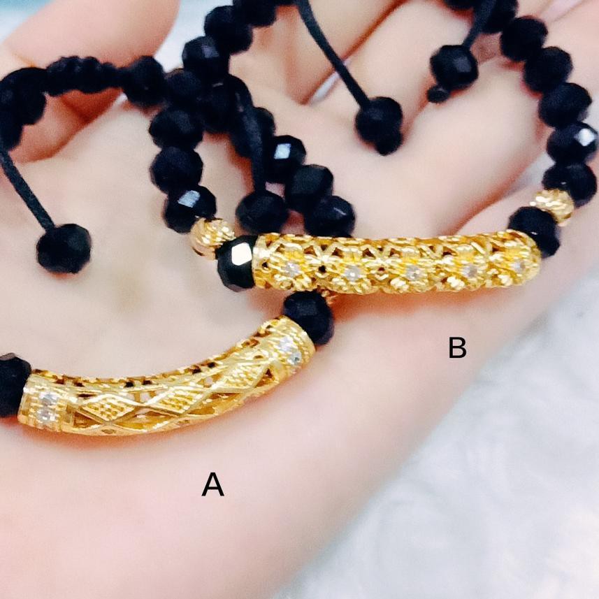 Bisa COD 11.11 Gelang Tali Serut Kristal Charm Bunga Pipa Emas [KODE 302]