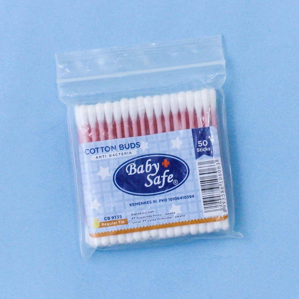 Baby Safe Cotton Bud 100 Sticks Reguler Tip Anti Bacteria Refill