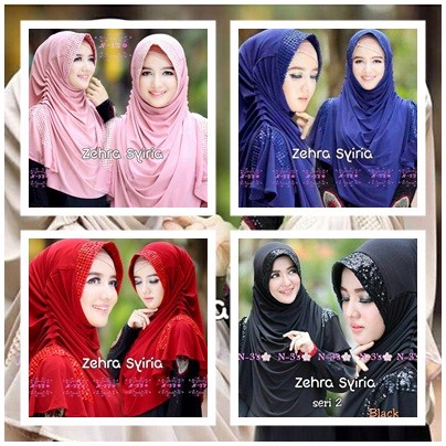 Jilbab Syria Zehra Sequin / Grosir Jilbab Instan / Syari /Serut/ Segi empat / Jumbo Pet Murah Wanita