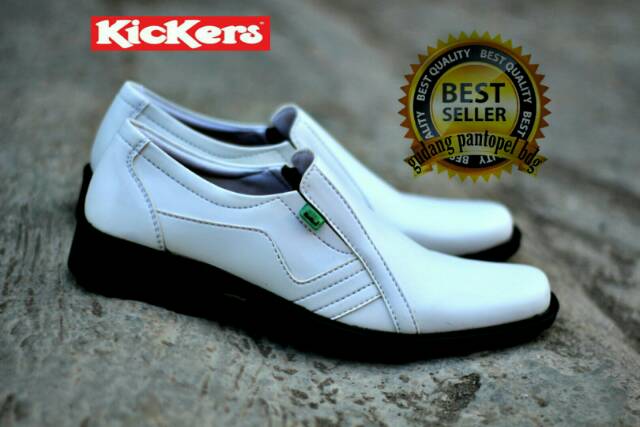 Sepatu pantopel kulit pria White Kickers Sepatu slop selop formal sol Tvr tidak licin