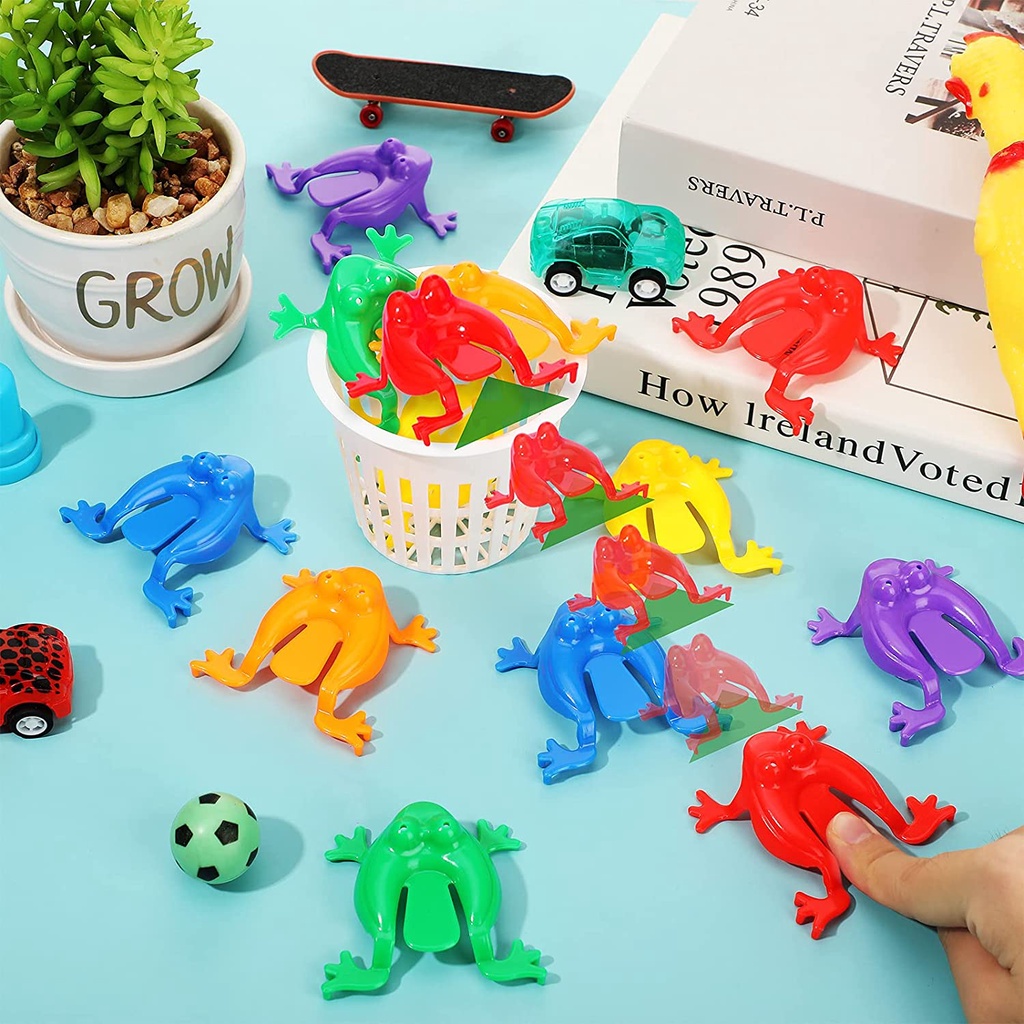 [10Pcs Random Color Kids Jumping Plastic Frog Toy][ Creative Stress Reliever Toys For Boys and Girls ][Children's Birthday Gift]