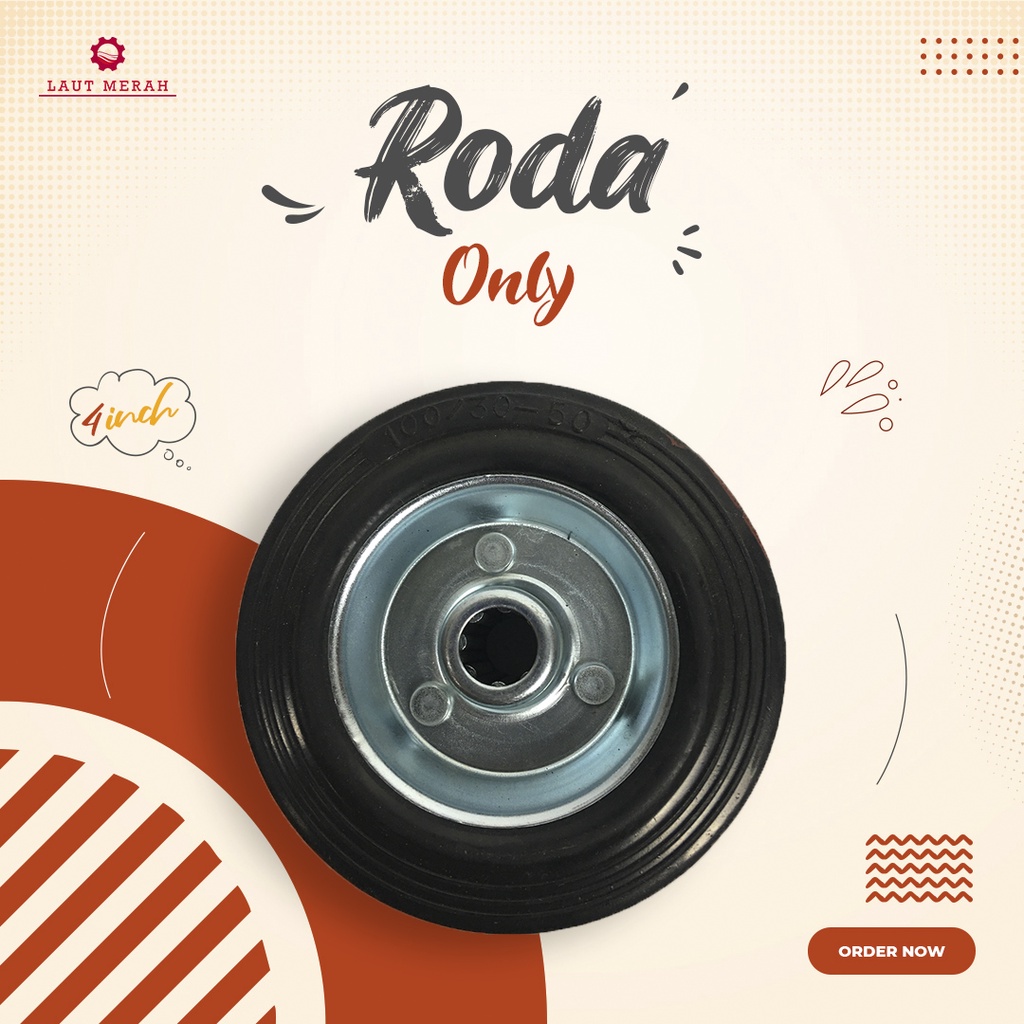 Roda Troli 4" Wheel Only Roda Karet Etalase Gerobak 4 inch