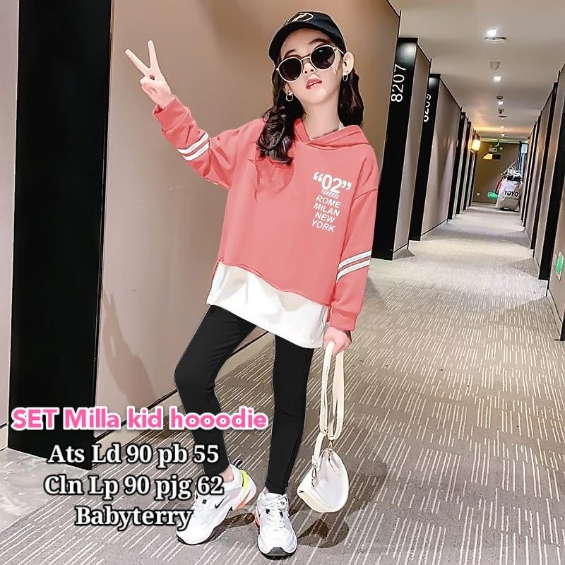 SET Milla kid hoodie 319 GA SETELAN HOODIE ANAK PEREMPUAN SET ANAK REMAJA CEWEK