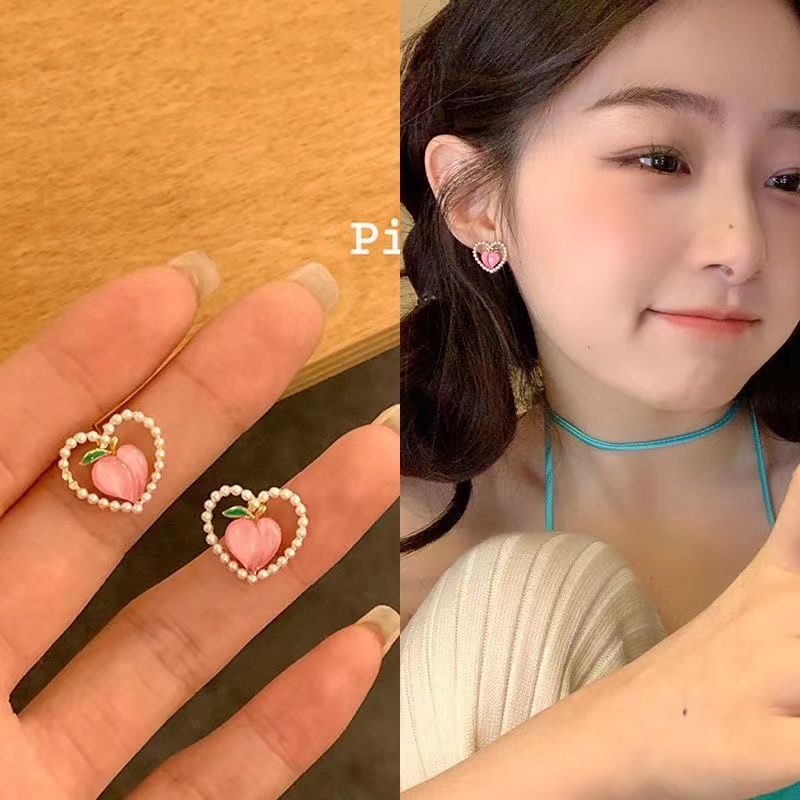 IFYOU Anting Stud Bentuk Hati Tulip Aksen Mutiara Warna Silver Gaya Vintage Untuk Wanita