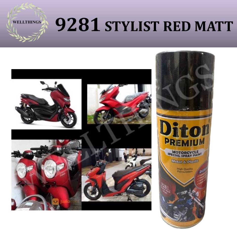 Cat Pilox Diton Premium Stylist Red Matt 9281 400cc matte merah doff