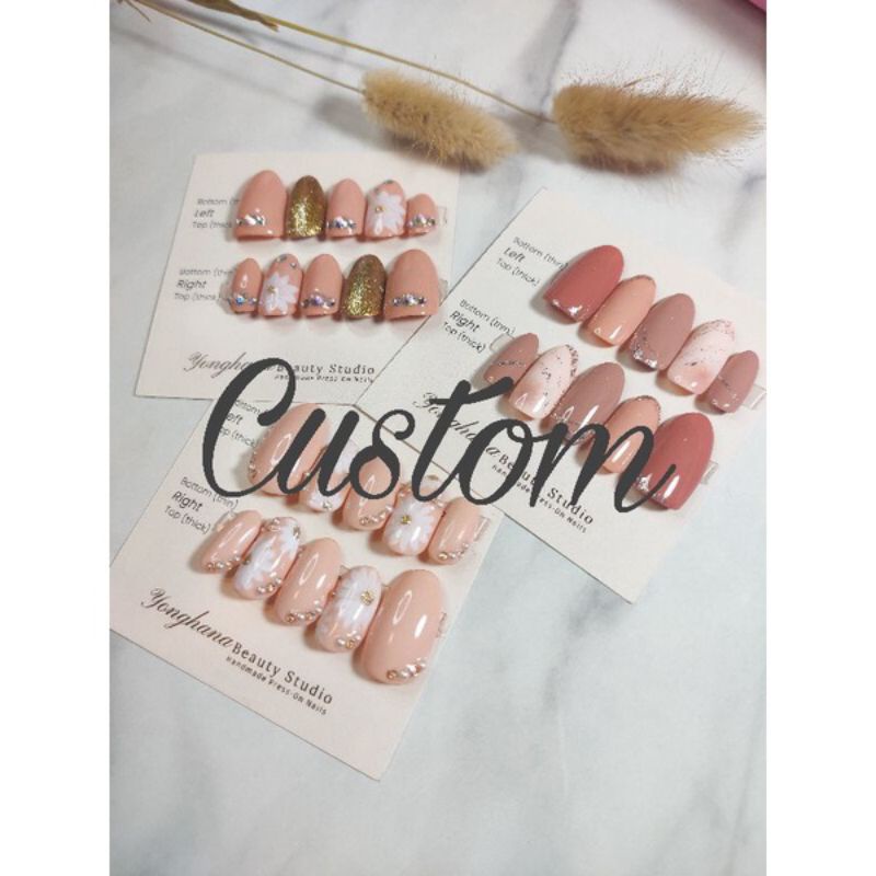 Hy.nailarts Press On Nails - CUSTOM (Kuku Palsu / Premium Nail Arts / Wedding Nails / Prewedding Nai