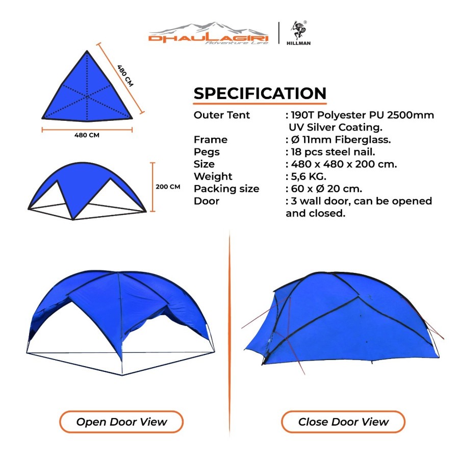 Tenda Hillman Easy Tarp Tent Camping Outdoor Hiking Tenda Pantai Masak