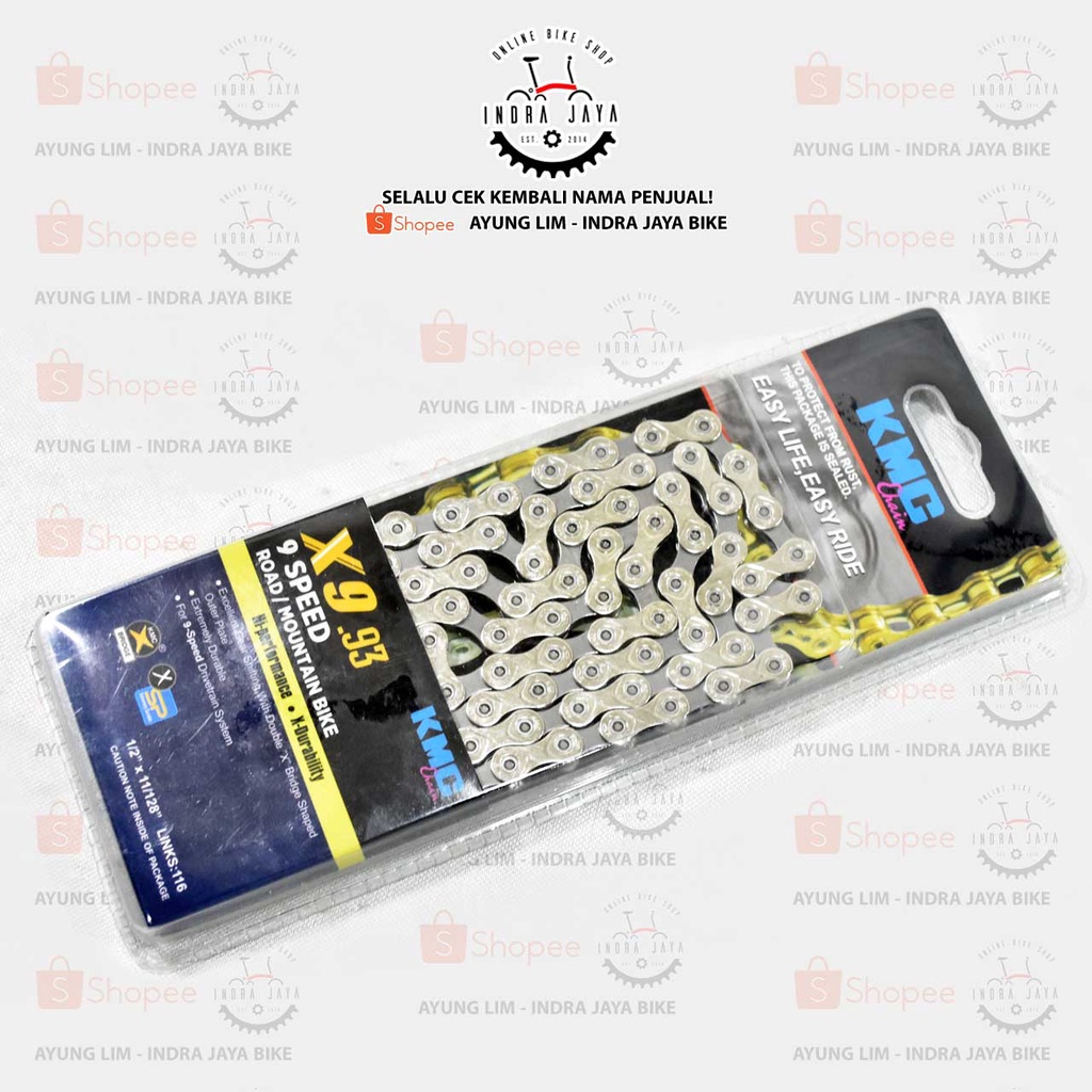 RANTAI SEPEDA - KMC X9 .93 - 9 SPEED - SILVER - MADE IN CHINA