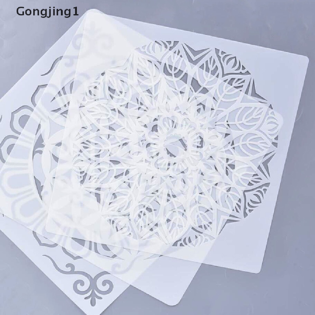 Gongjing1 Cetakan Emboss Motif Mandala Ukuran 30x30cm Untuk Dekorasi Lantai / Dinding DIY