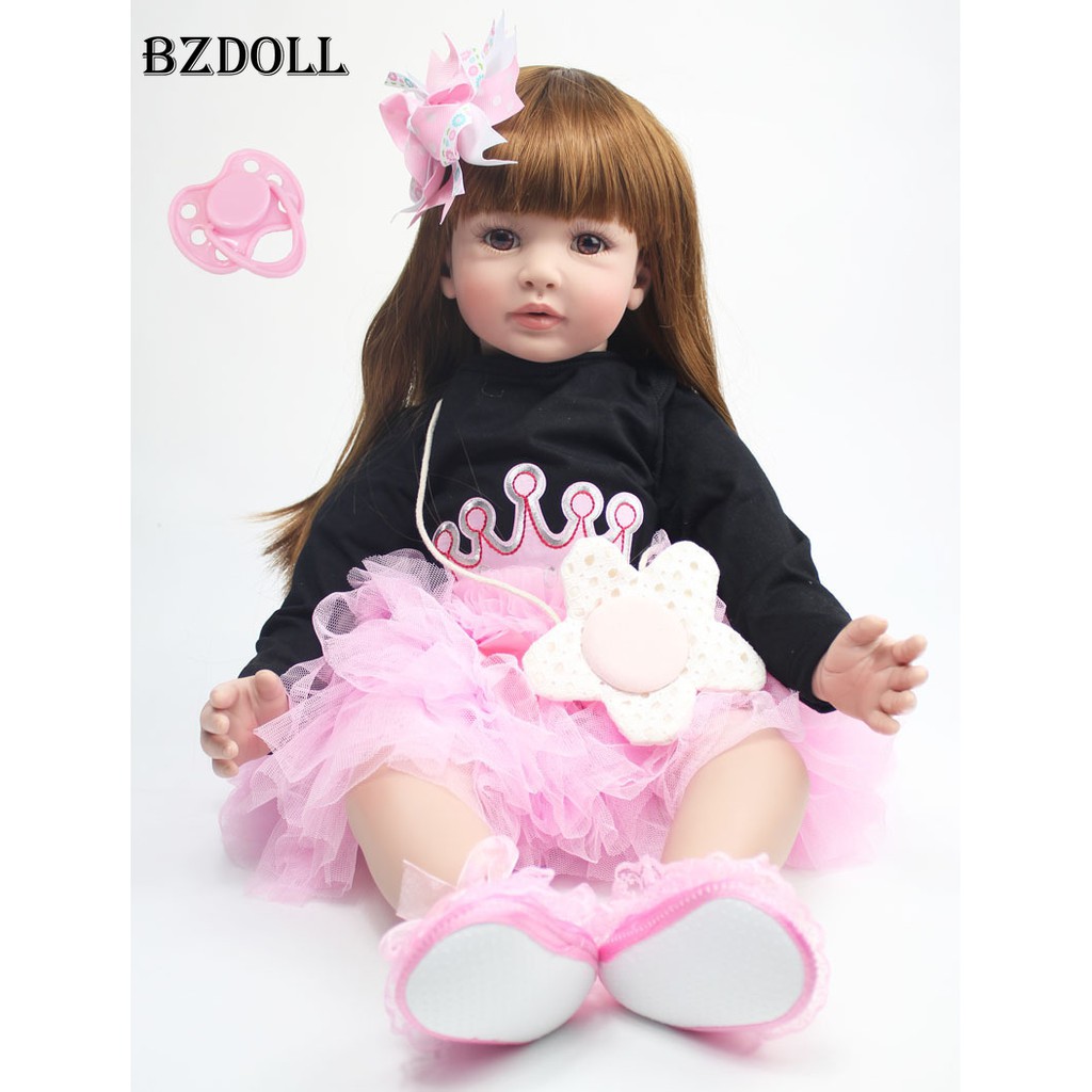 Boneka Barbie 60cm Reborn Baby Doll Cloth Body 24 "vinilo miembros princesa bebé muñecas Niñas