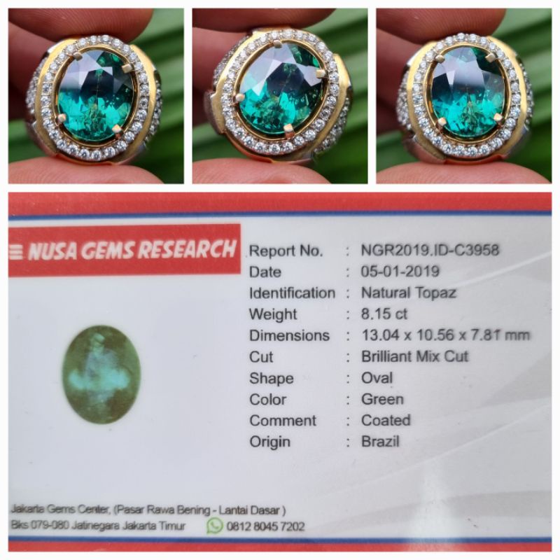 Natural Green Topaz Top Luster Memo 8.15 crt