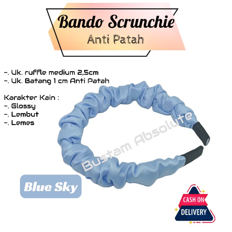 Bando Scrunchie Ruffle Kerut Korea Anti Patah Bahan Satin