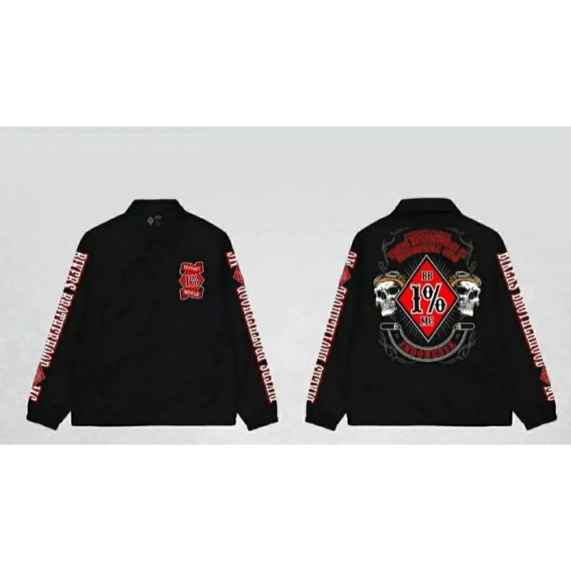 COACH JACKET BIKERS BROTHERHOOD 1% MC INDONESIA HITAM 100% ORIGINAL FREE STICKER