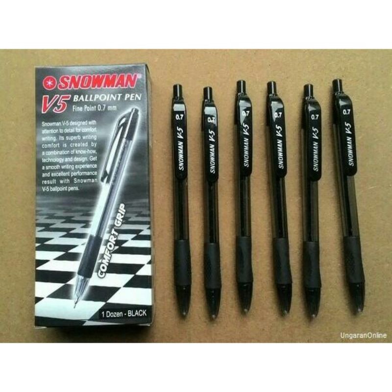 

Pulpen Snowman Retractable V5 0.7mm Tinta Hitam Harga Per Lusin