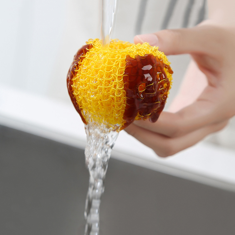 Sikat Pembersih Panci Dekontaminasi Bentuk Bola Dengan Gagang Dapat Dilepas Untuk Dapur