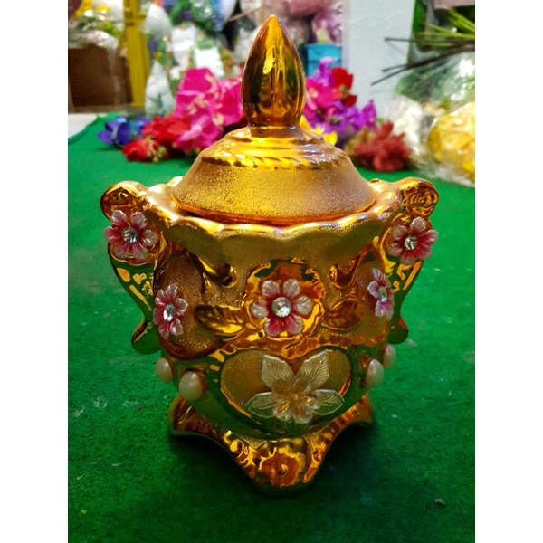 jual hiasan pajangan vase guci keramik gold / emas - guci keramik - keramik import  pajangang lemari