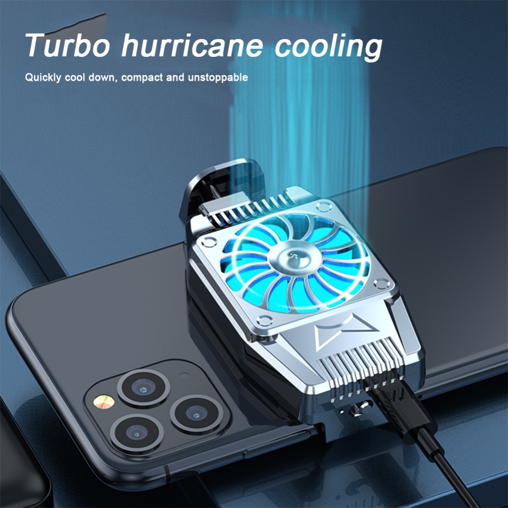 TaffGO Kipas HP Cooling Handphone Game Smartphone Cooling Fan Kipas Pendingin Radiator untuk 5 6 7 6.7 inch Universal Mini Mobile Phone Cooling Fan Radiator Turbo Hurricane Game Cooler Cell Phone Cool Heat Sink For IPhone Samsung Xiaomi Oppo infinix