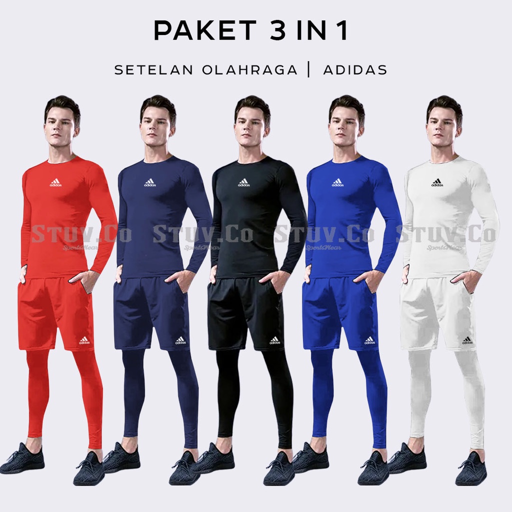 PAKET 3IN1 STELAN MANSET BASELAYER THUMBHOLE LEGGING PANJANG DAN CELANA SAKU DRIFIT OLAHRAGA UNISEX