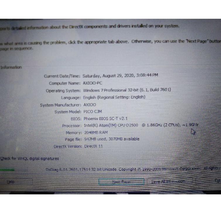 Driver vga axioo pico cjw windows 7 64
